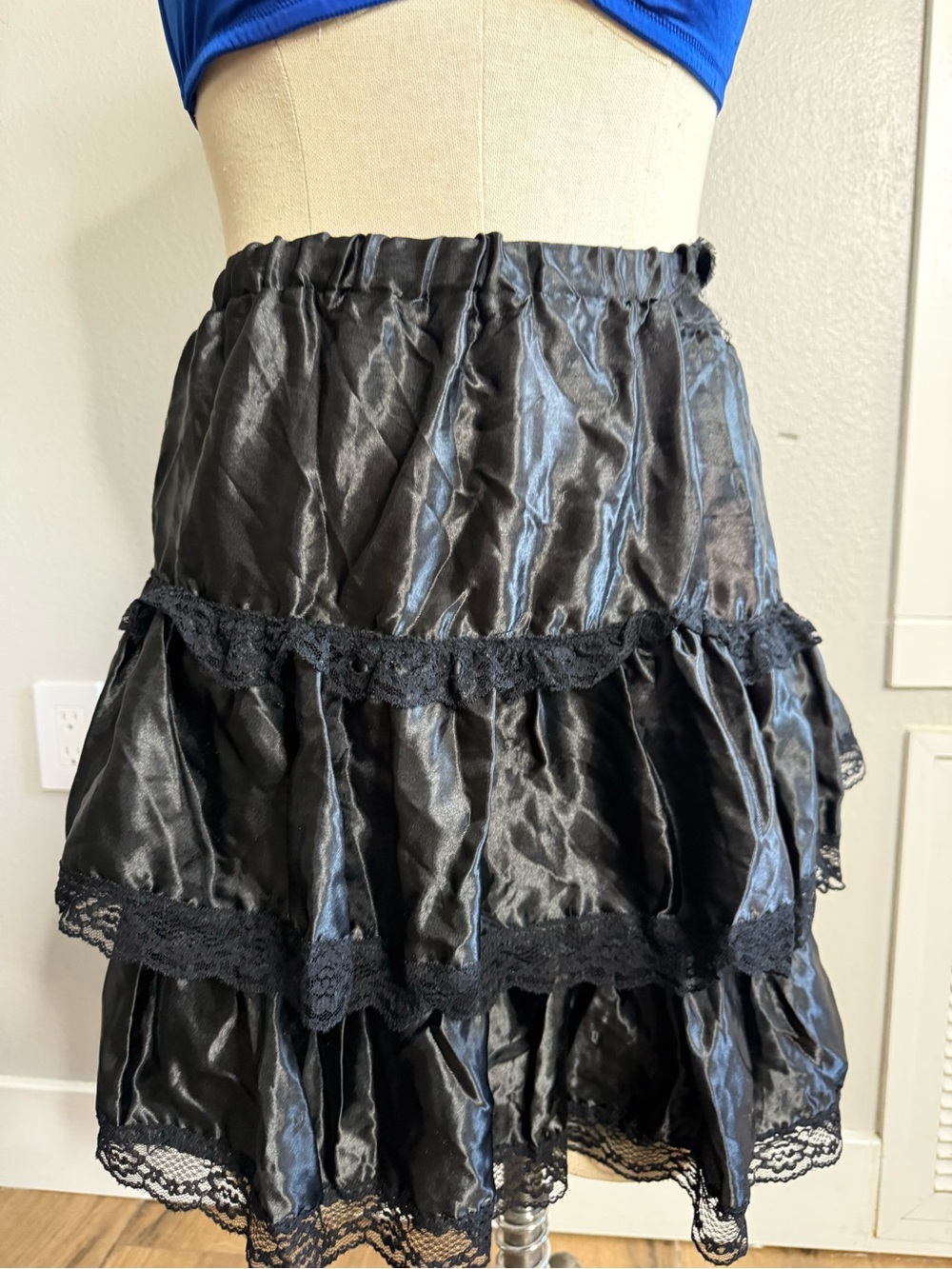 Black Lace Tiered Mini Skirt